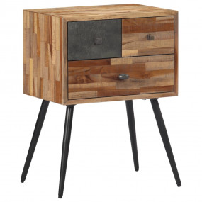 Bedside Cabinet Natural wood, black Solid teak wood, ir...