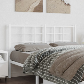 Headboard White Powder-Coated Steel 55.1 in Durable Hea...