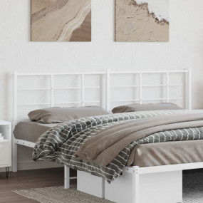 Headboard White Powder-Coated Steel Double Durable