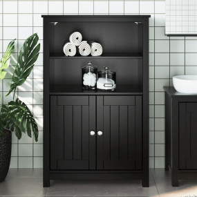 Bathroom Cabinet Black Solid pine wood, engineered wood...