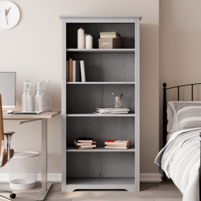 Bookcase Grey Solid pine wood, Engineered wood Large Bo...