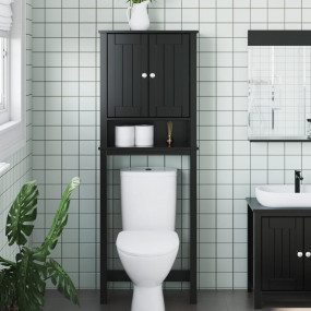 Over-the-Toilet Storage Black Solid pine wood, engineer...