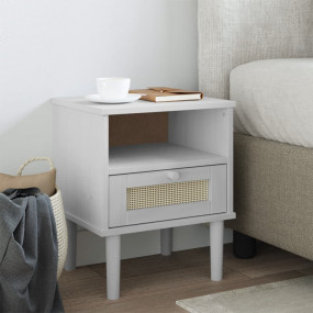 Bedside Cabinet White Solid pine wood, engineered wood,...