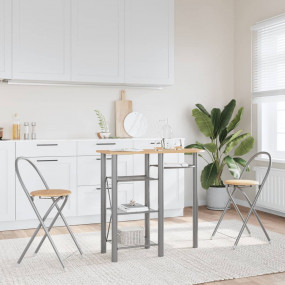 Bar Set Gray and Brown Engineered wood, Iron Compact Fo...