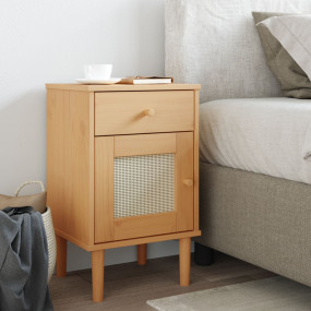 Bedside Cabinet Brown Solid pine wood with UV varnish f...
