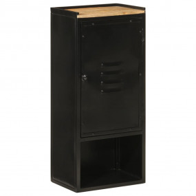 Bathroom Cabinet Black, Natural Wood Iron, Solid Mango ...