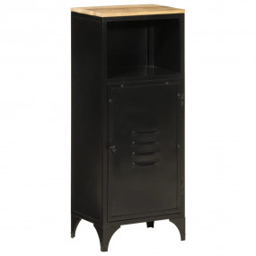 Bathroom Cabinet Black Iron and Solid Mango Wood Medium