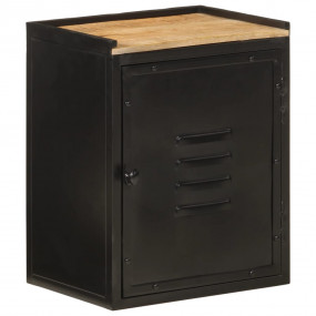 Bathroom Cabinet Black and natural wood Iron and solid ...
