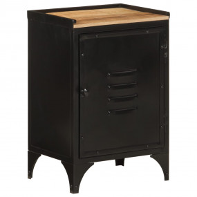 Bathroom Cabinet Black, Natural Wood Iron, Solid Mango ...