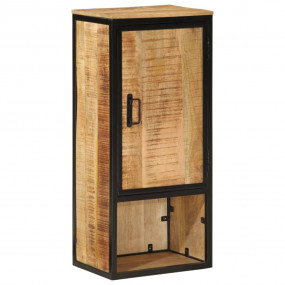 Bathroom Cabinet Brown/Black Solid Mango Wood, Iron Com...