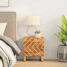 Bedside Cabinet Brown and Black Solid Mango Wood, MDF, ...