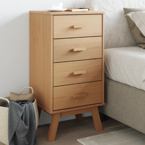 Bedside Cabinet Brown Solid pine wood, engineered wood ...