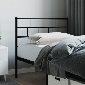 Headboard Black Powder-Coated Steel Tall Single Bed Dur...