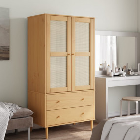 Wardrobe Brown Solid pine wood Wardrobe Rectangular Mod...