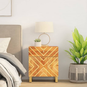 Bedside Cabinet Brown and Black Solid mango wood, MDF, ...