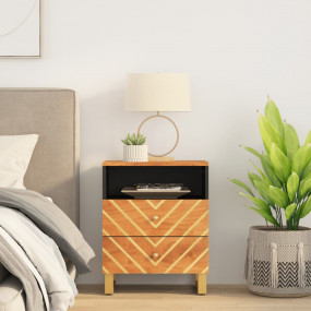 Bedside Cabinet Brown and Black Solid mango wood, MDF, ...