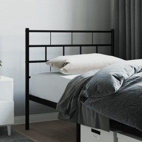 Headboard Black Powder-Coated Steel Tall Single
