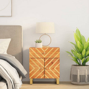 Bedside Cabinet Brown and Black Solid Mango Wood Medium