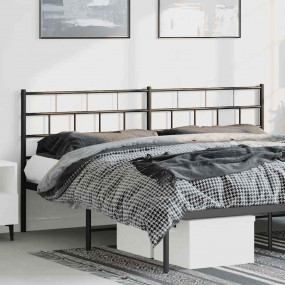 Headboard Black Steel Tall Double Durable Headboard