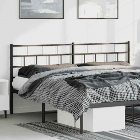 Headboard Black Powder-Coated Steel Tall Classic/Tradit...
