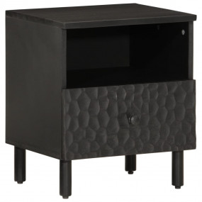 Bedside Cabinet Black Solid mango wood, engineered wood...