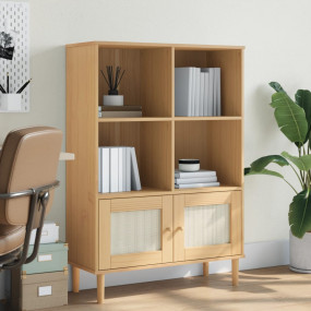 Bookcase Brown Solid pine wood, engineered wood, poly r...