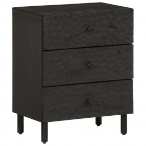 Bedside Cabinet Black Solid Mango Wood, Engineered Wood...