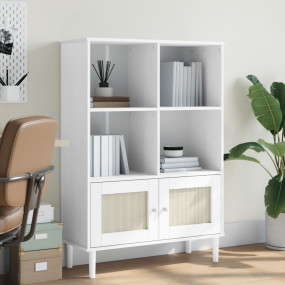 Bookcase White Solid pine wood 35.4x13.8x51.2 in Adjust...
