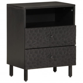 Bedside Cabinet Black Solid Mango Wood Medium Bedside C...