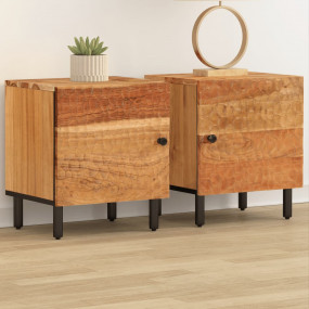 Bedside Cabinet Set of 2 Natural Acacia Solid Acacia wo...