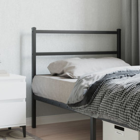 Headboard Black Powder-Coated Steel Single Bed Durable
