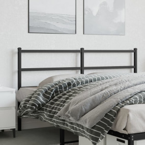 Headboard Black Powder-Coated Steel 63 in Durable Headb...