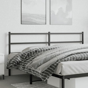 Headboard Black Powder-Coated Steel Tall Double Bed Dur...
