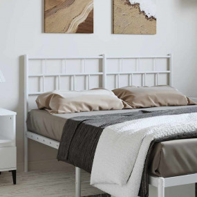 Headboard White Powder-Coated Steel Tall Double Durable