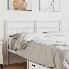 Headboard White Powder-Coated Steel Tall Double Durable