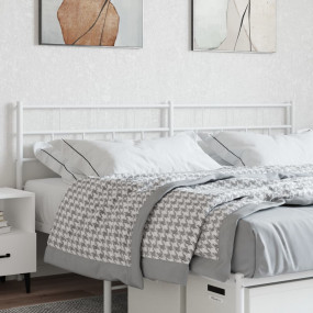 Headboard White Powder-coated steel Tall Double Bed Dur...