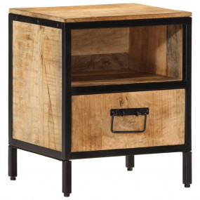 Bedside Cabinet Natural wood and black Solid mango wood...