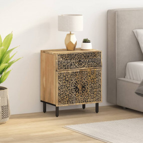 Bedside Cabinet Natural Wood Solid Mango Wood Medium