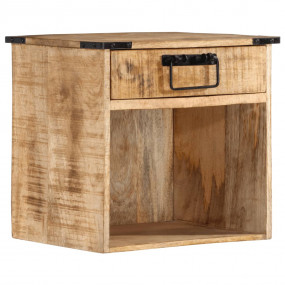 Bedside Cabinet Natural Mango Wood Solid Mango Wood, Ir...
