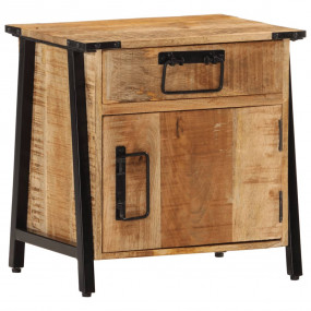 Bedside Cabinet Natural wood and black Solid mango wood...