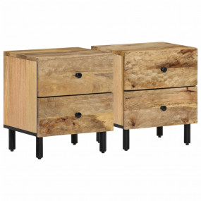 Bedside Cabinet Set of 2 Natural Mango Wood
