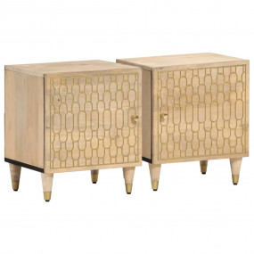 Bedside Cabinet Set of 2 Bleached natural wood