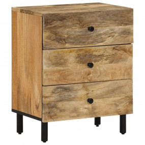 Bedside Cabinet Natural Solid Mango Wood, Engineered Wo...