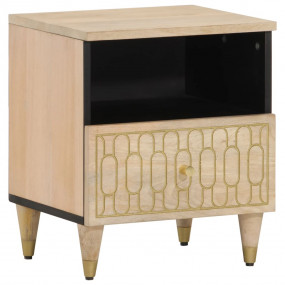 Bedside Cabinet Bleach Natural Solid Mango Wood, Engine...
