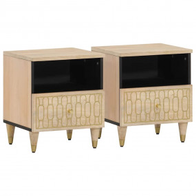 Bedside Cabinet Set of 2 Bleach Natural