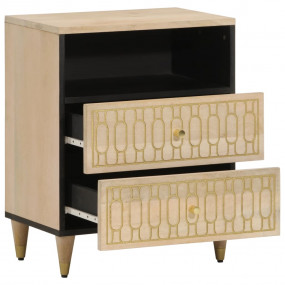 Nightstand Bleach Natural Solid Mango Wood Medium Night...