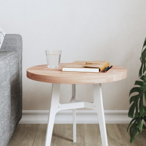 Table Top Natural Beech Solid beech wood 15.7 in Diamet...