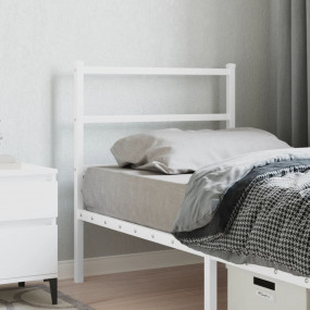 Headboard White Powder-Coated Steel Tall Single Bed Dur...