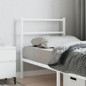 Headboard White Powder-Coated Steel 31.5 in mattress wi...