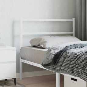 Headboard White Powder-Coated Steel Tall Single Stylish...
